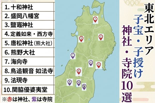東北地域で厳選した子宝神社10選マップ